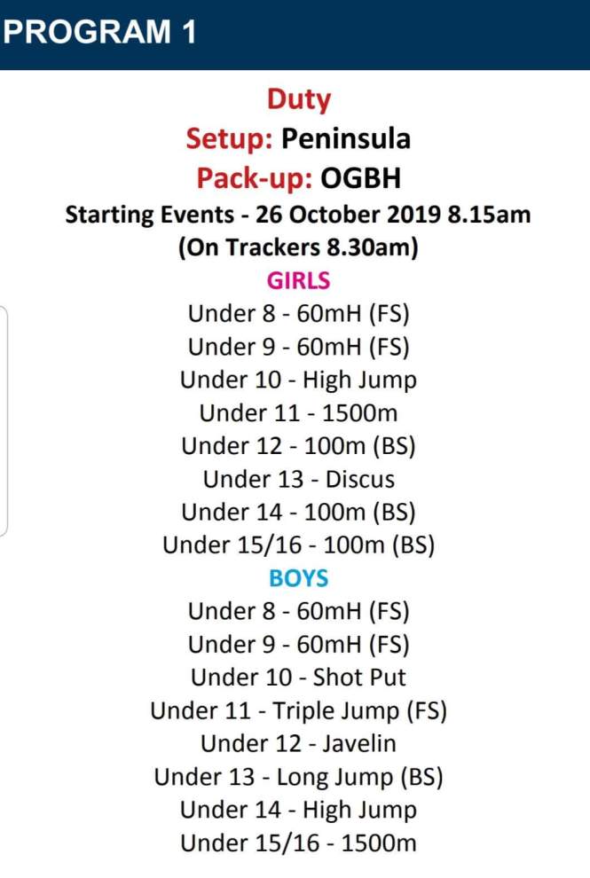 26th October - First Events